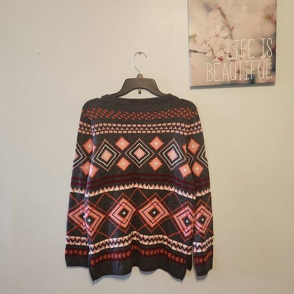 Talbots Size M P Petite Womens Lambswool Blend Aztec Print Sweater - Picture 4 of 4